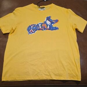 Akoo Yellow Tee with Blue and Red Graphic